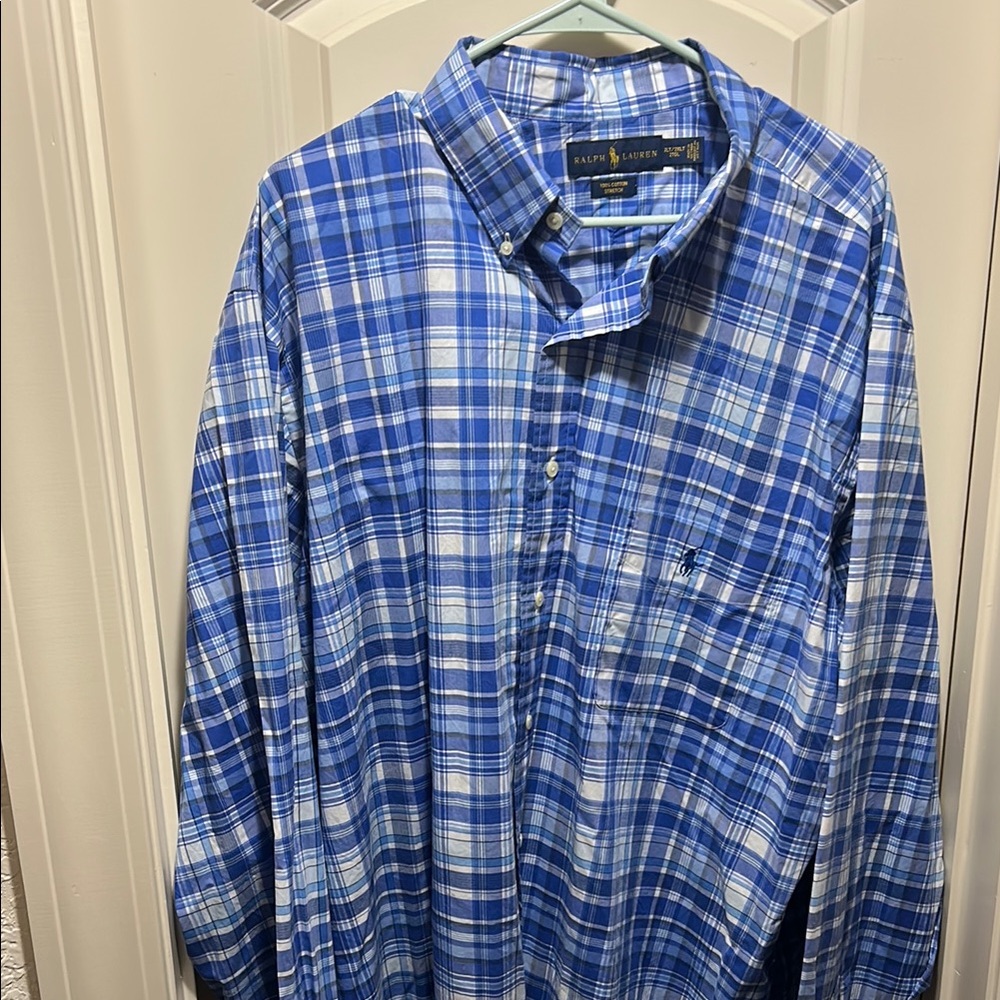 Ralph Lauren Blue and White Casual Button Down Shirt